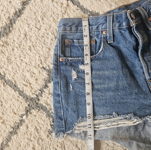 Levis 501 Distressed Button Fly Jean Shorts Size 27 - Picture 5 of 8